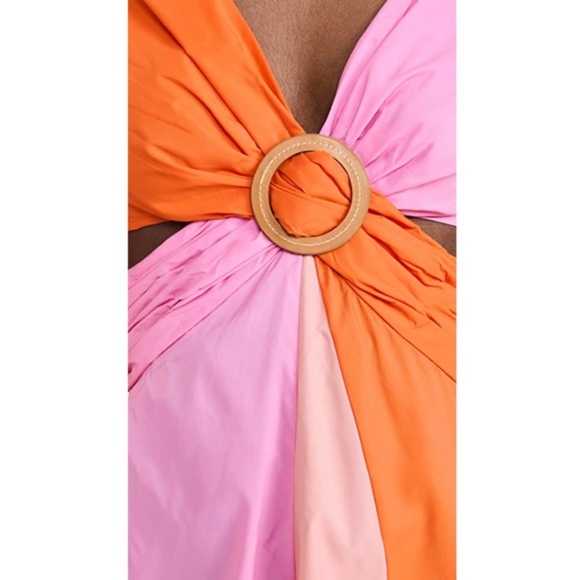 STAUD Gulf A-Line Cutout Dress in Orange & Pink Size 10 - Picture 3 of 3